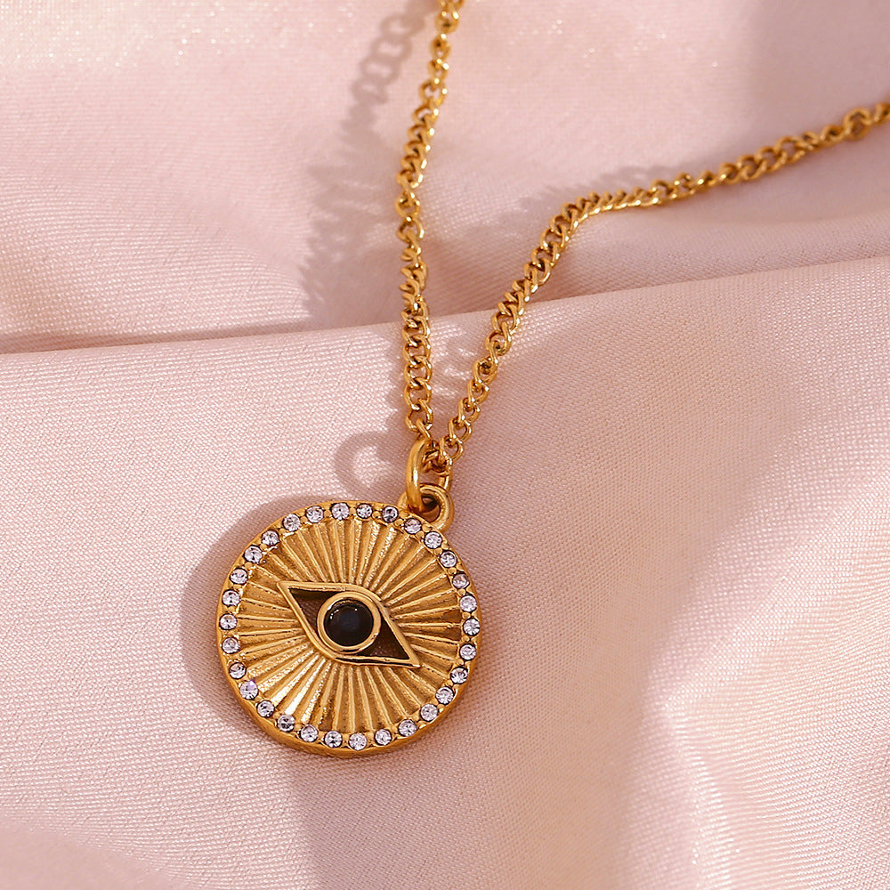 ✨ Élégant Collier Minimaliste en Acier Inoxydable - Design 'Black Eyes', Résistant et Style Contemporain