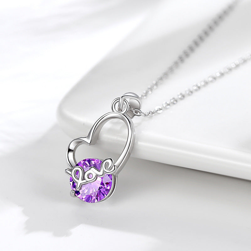 Collier Love en Argent Sterling S925 - Design Élégant avec Zircon, Idéal pour un Look Tendance et Romantique