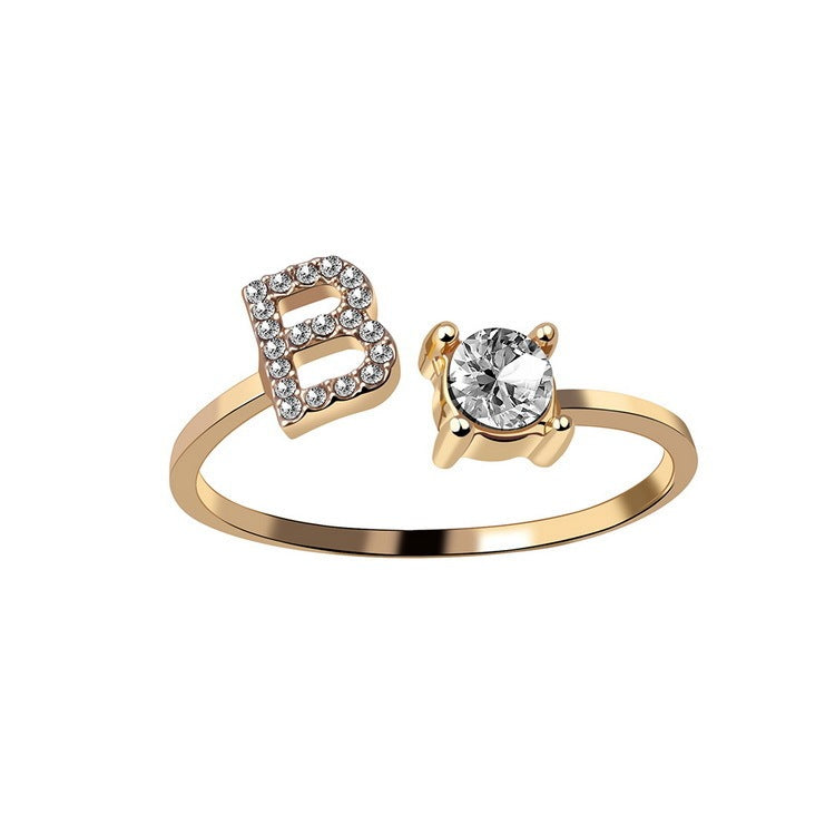 Image du produit Bague Initiale Ajustable – Élégance Personnalisée en Argent/Doré | Bijou Raffiné pour Femme