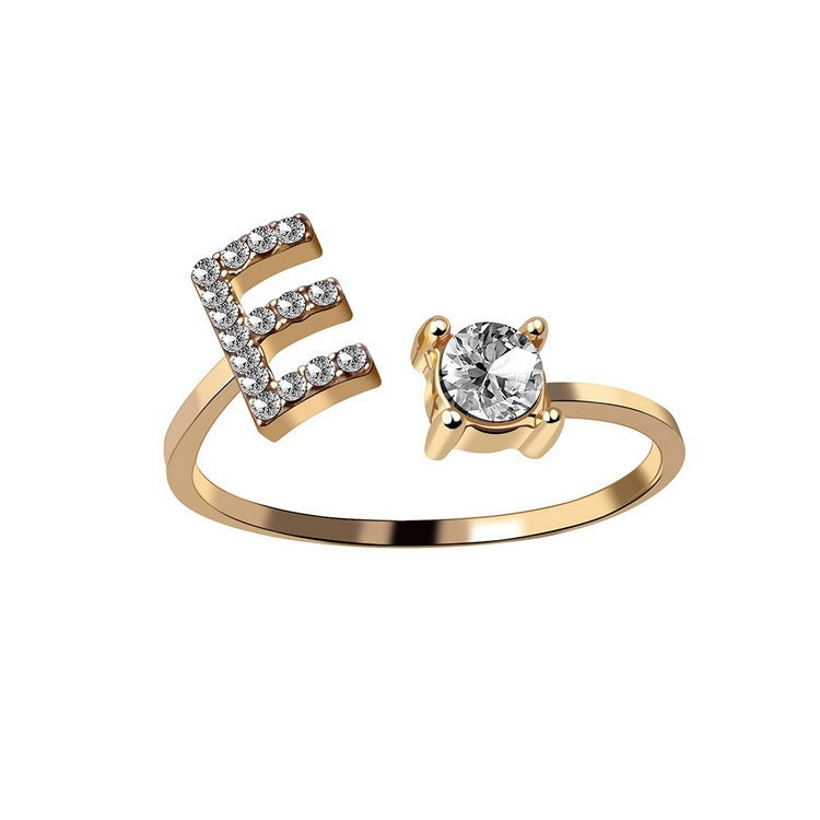 Image du produit Bague Initiale Ajustable – Élégance Personnalisée en Argent/Doré | Bijou Raffiné pour Femme