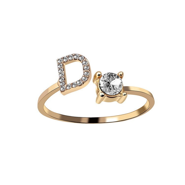 Image du produit Bague Initiale Ajustable – Élégance Personnalisée en Argent/Doré | Bijou Raffiné pour Femme