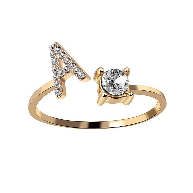 Image du produit Bague Initiale Ajustable – Élégance Personnalisée en Argent/Doré | Bijou Raffiné pour Femme