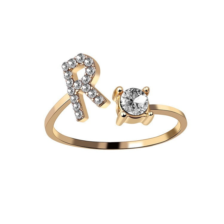 Image du produit Bague Initiale Ajustable – Élégance Personnalisée en Argent/Doré | Bijou Raffiné pour Femme