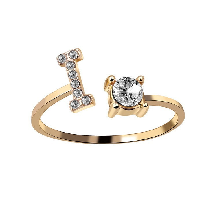 Image du produit Bague Initiale Ajustable – Élégance Personnalisée en Argent/Doré | Bijou Raffiné pour Femme