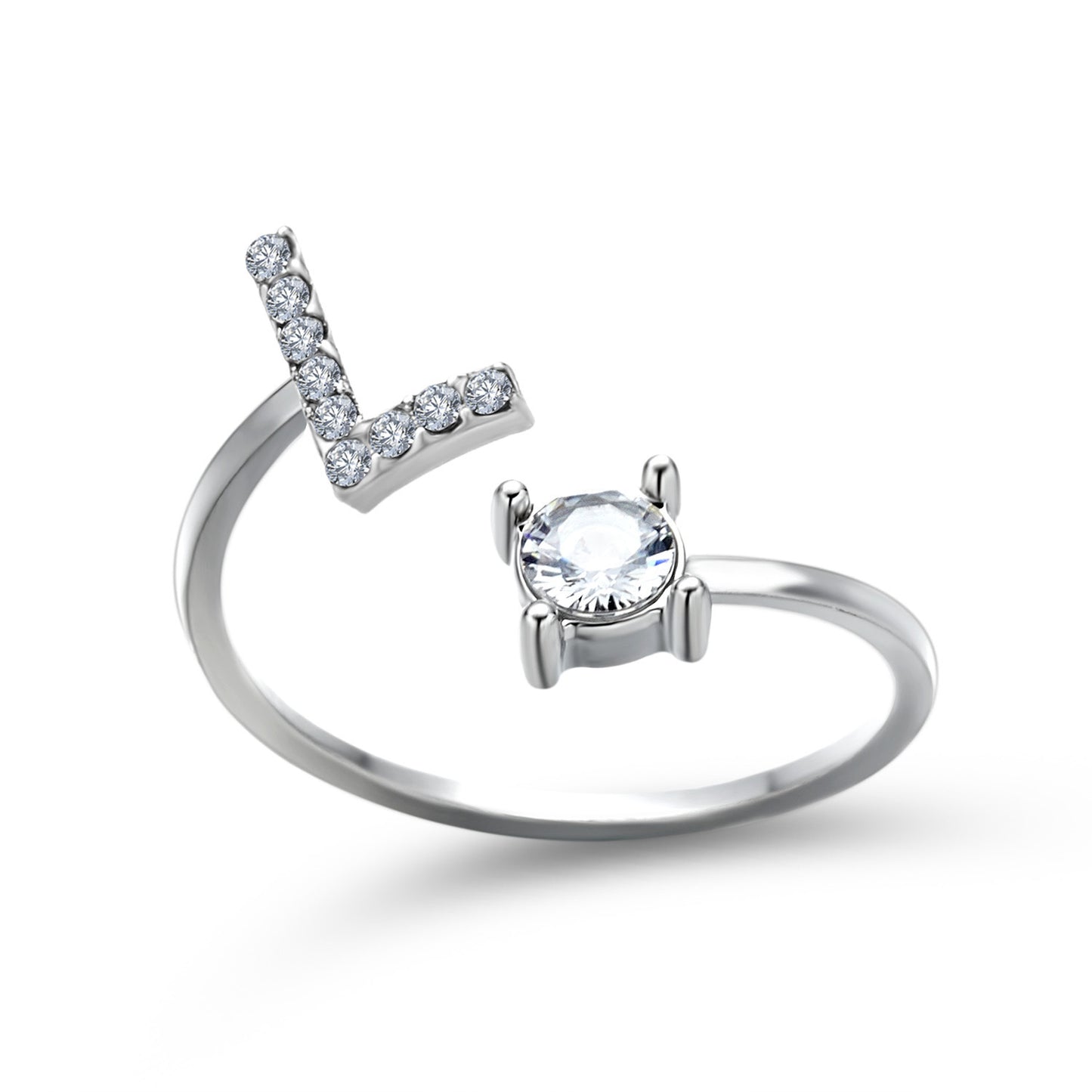 Image du produit Bague Initiale Ajustable – Élégance Personnalisée en Argent/Doré | Bijou Raffiné pour Femme