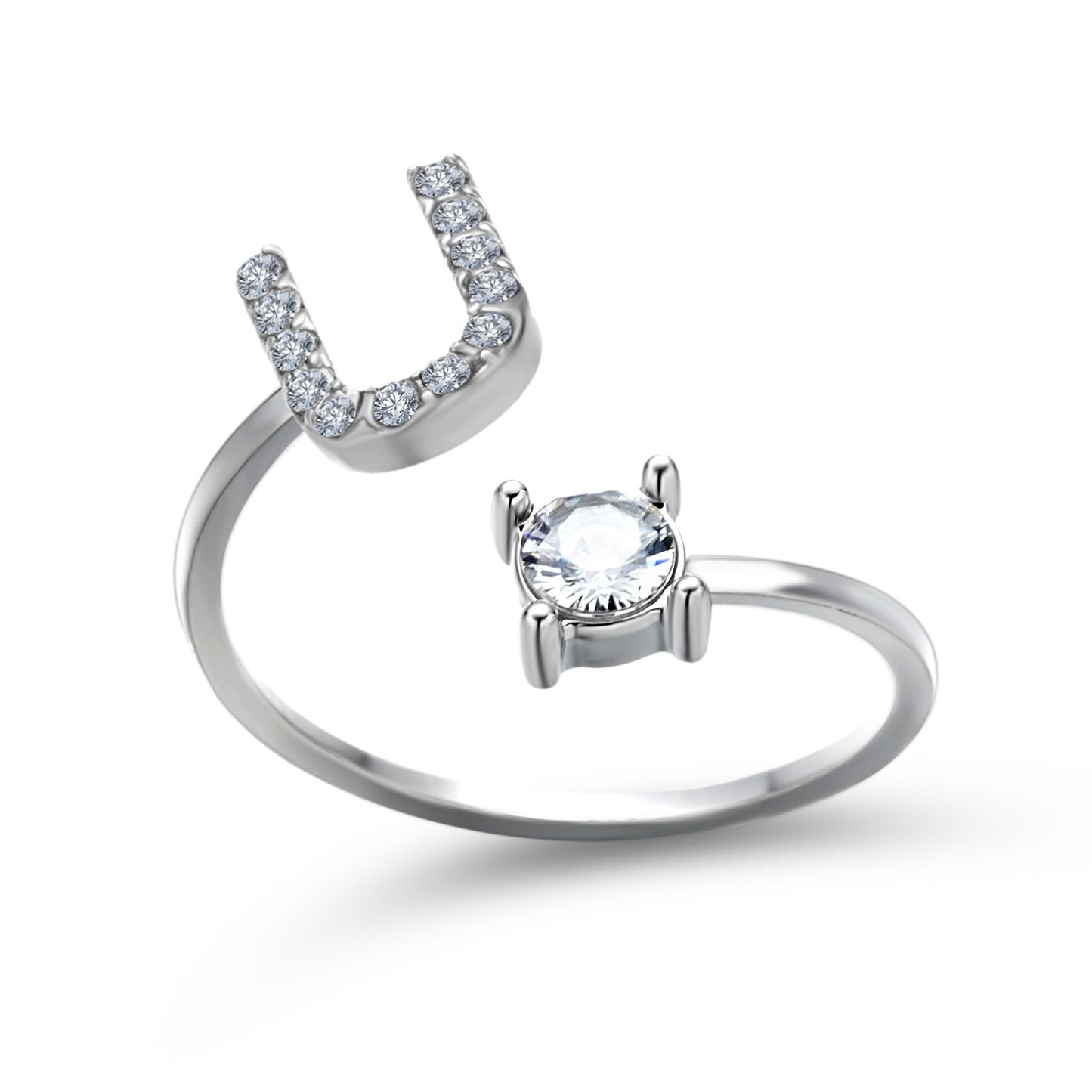 Image du produit Bague Initiale Ajustable – Élégance Personnalisée en Argent/Doré | Bijou Raffiné pour Femme