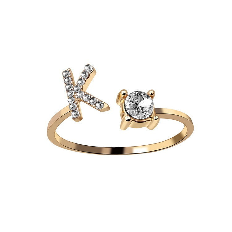 Image du produit Bague Initiale Ajustable – Élégance Personnalisée en Argent/Doré | Bijou Raffiné pour Femme