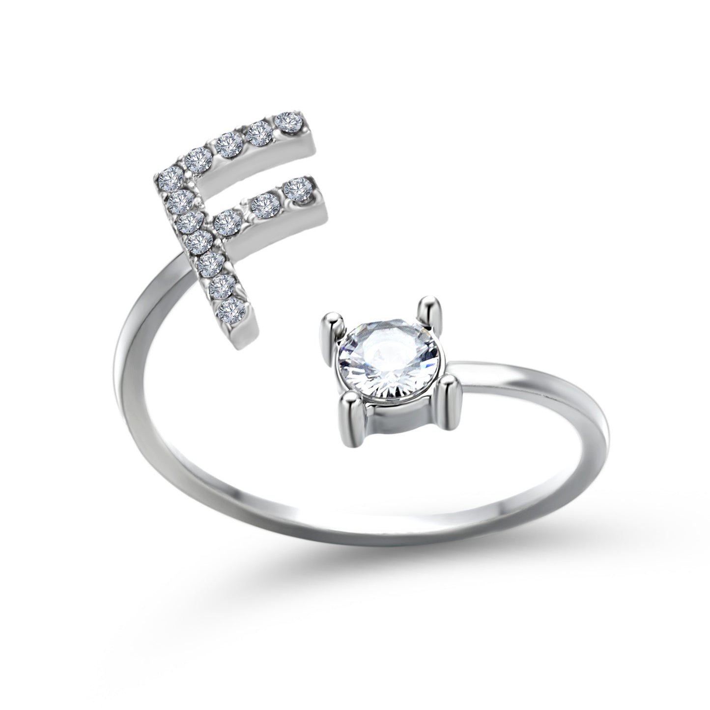Image du produit Bague Initiale Ajustable – Élégance Personnalisée en Argent/Doré | Bijou Raffiné pour Femme