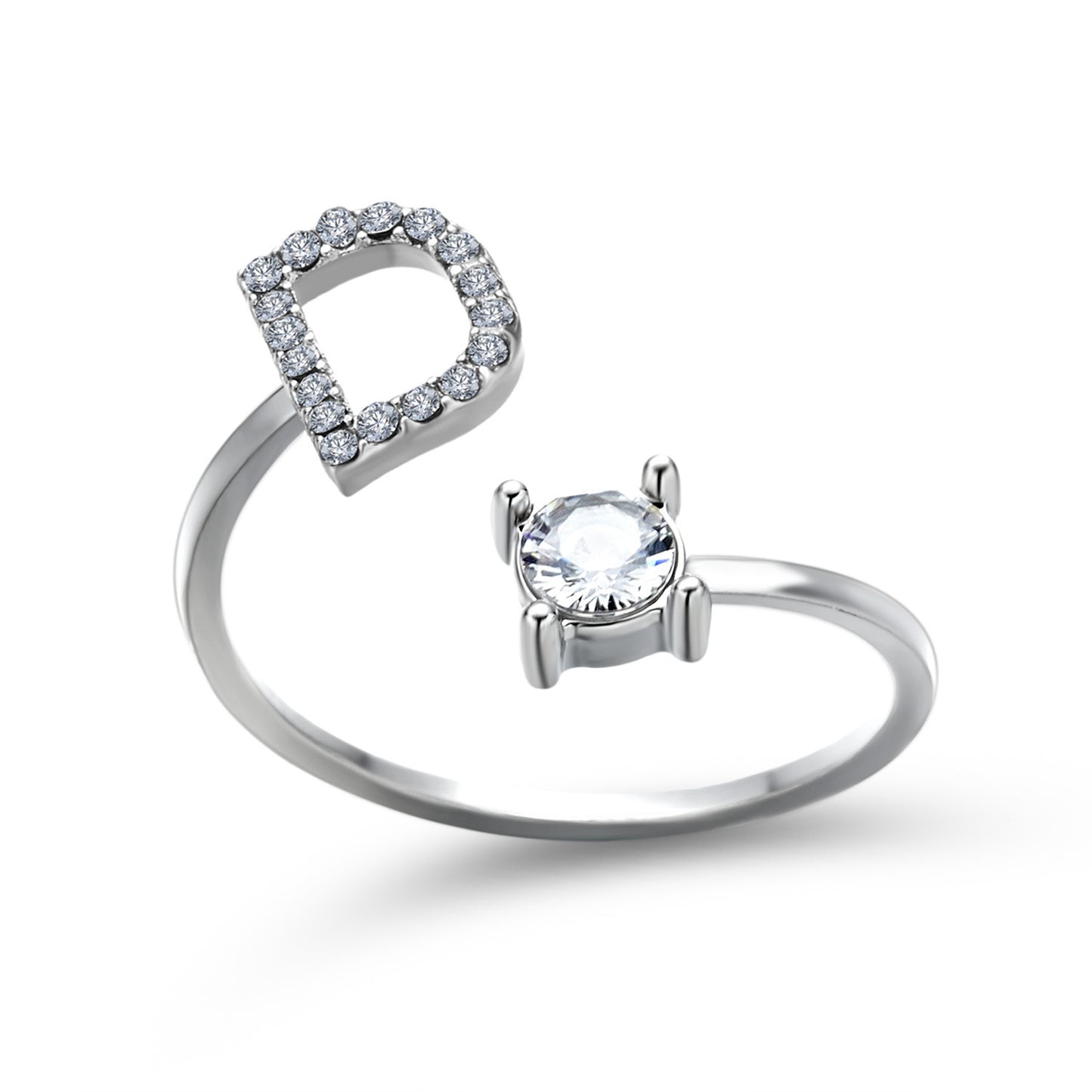 Image du produit Bague Initiale Ajustable – Élégance Personnalisée en Argent/Doré | Bijou Raffiné pour Femme