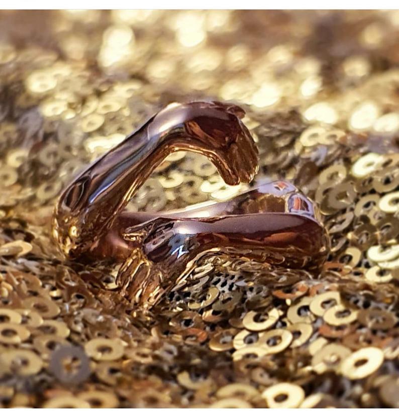 Image du produit Bague Ătreinte des Mains d'Amour Simple et CrĂ©ative | Bague Ajustable en Alliage pour Lovers