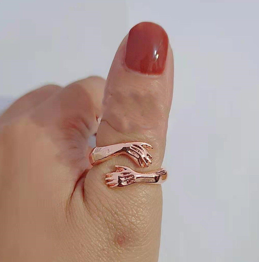 Image du produit Bague Ătreinte des Mains d'Amour Simple et CrĂ©ative | Bague Ajustable en Alliage pour Lovers
