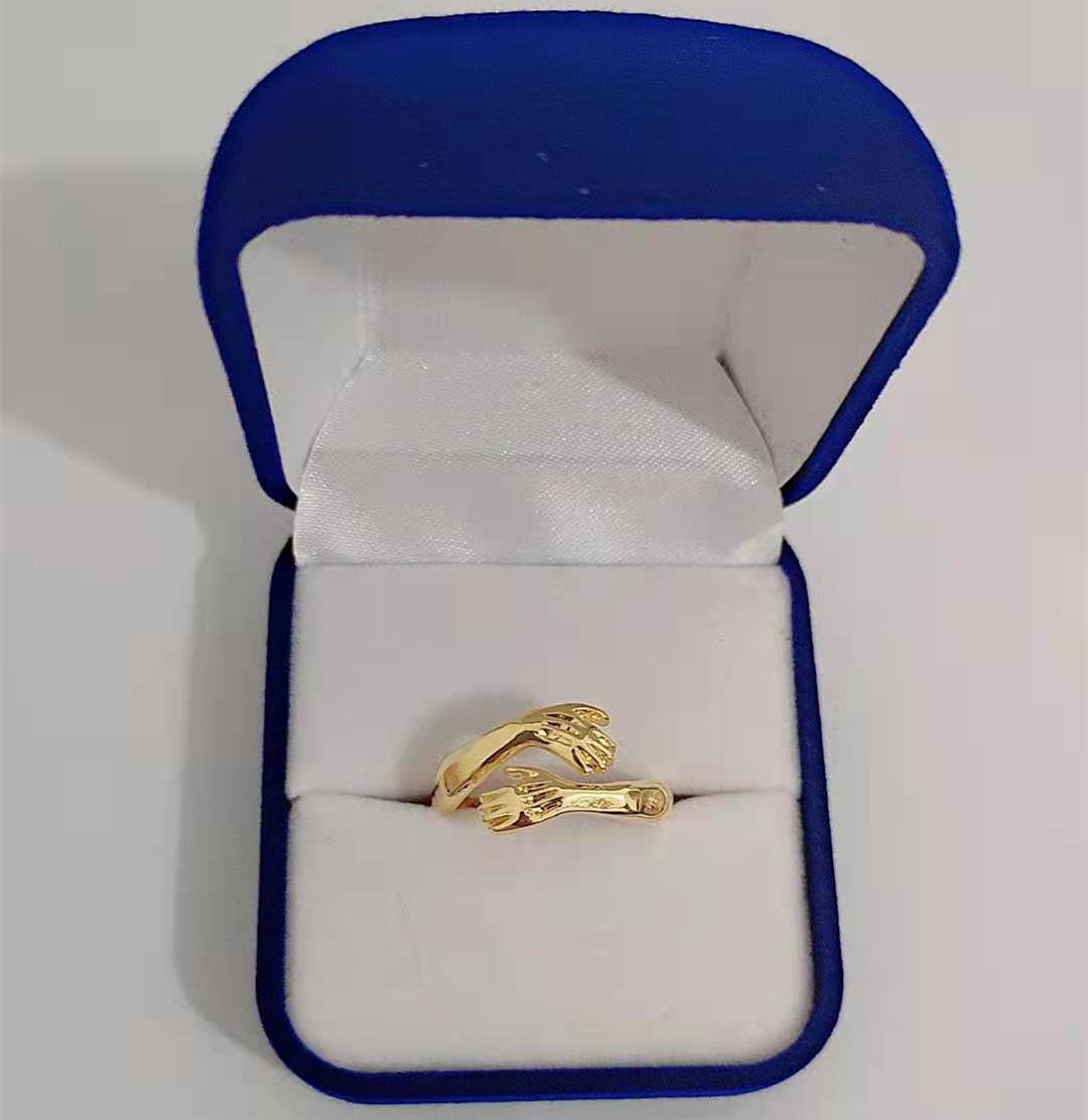 Image du produit Bague Ătreinte des Mains d'Amour Simple et CrĂ©ative | Bague Ajustable en Alliage pour Lovers