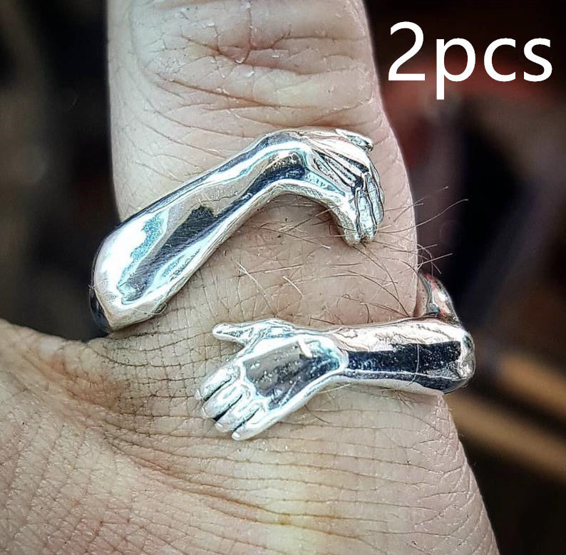 Image du produit Bague Ătreinte des Mains d'Amour Simple et CrĂ©ative | Bague Ajustable en Alliage pour Lovers