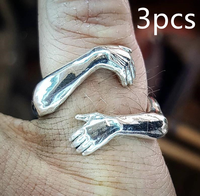 Image du produit Bague Ătreinte des Mains d'Amour Simple et CrĂ©ative | Bague Ajustable en Alliage pour Lovers