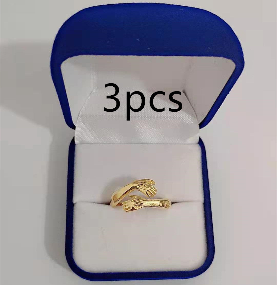 Image du produit Bague Ătreinte des Mains d'Amour Simple et CrĂ©ative | Bague Ajustable en Alliage pour Lovers