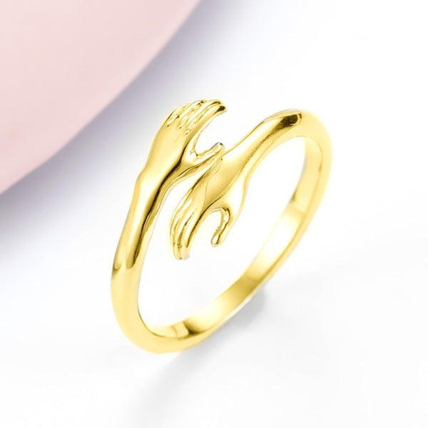 Image du produit Bague Simple "Mains qui S'enlacent" – Élégance Géométrique et Design Unisexe 🤝💍