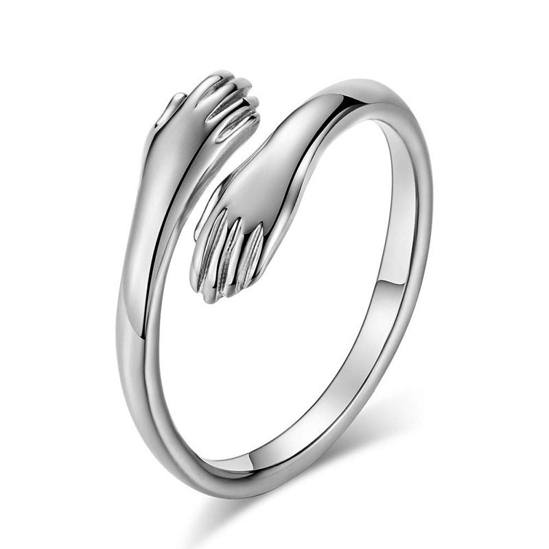 Image du produit Bague Simple "Mains qui S'enlacent" – Élégance Géométrique et Design Unisexe 🤝💍