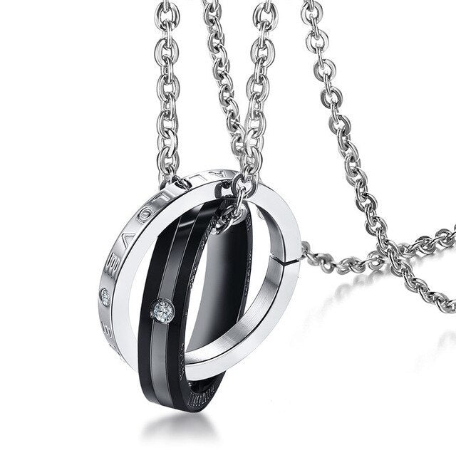 Collier Couple en Acier Inoxydable - Design Élégant, Résistant à l'Eau, Idéal pour les Amoureux !
