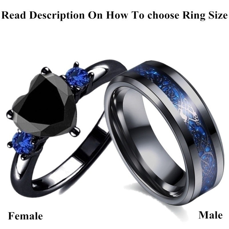 Bague de Fiançailles Élégante - Diamant Noir en Forme de Cœur, Symbole d'Amour Moderne et Intemporel