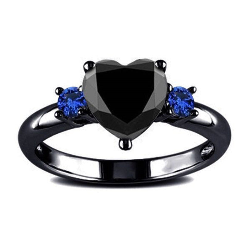 Bague de Fiançailles Élégante - Diamant Noir en Forme de Cœur, Symbole d'Amour Moderne et Intemporel