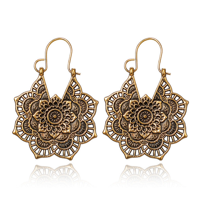 Boucles d'Oreilles Vintage Élégantes - Style Ethnique Unique, Métal Premium pour une Sophistication Intemporelle