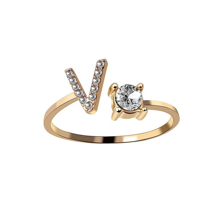 Image du produit Bague Initiale Ajustable – Élégance Personnalisée en Argent/Doré | Bijou Raffiné pour Femme