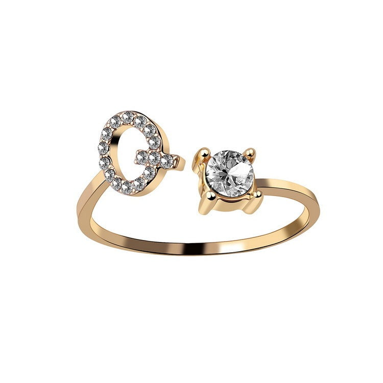 Image du produit Bague Initiale Ajustable – Élégance Personnalisée en Argent/Doré | Bijou Raffiné pour Femme