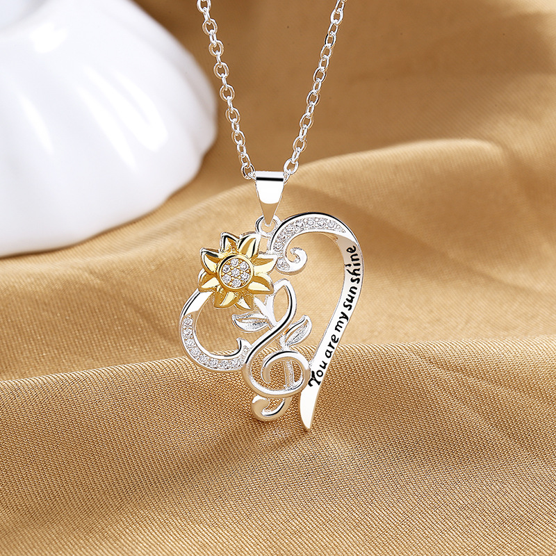 đ» ĂlĂ©gant Collier Pendentif Tournesol Bicolore - Design Tendance, Parfait pour Sublimer et Illuminer Votre DĂ©colletĂ©