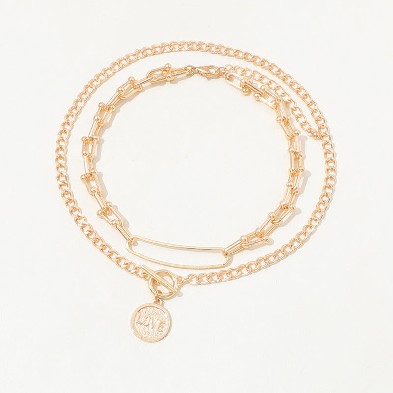 🌟 Collier Double Chaîne Métallique Élégant - Style Rétro Chic, Qualité Premium, Idéal pour Sublimer Votre Look