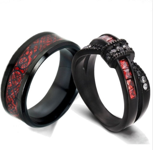 Image du produit Bague Croix en Zircon Rouge Grenat – Élégance et Raffinement ✨💍
