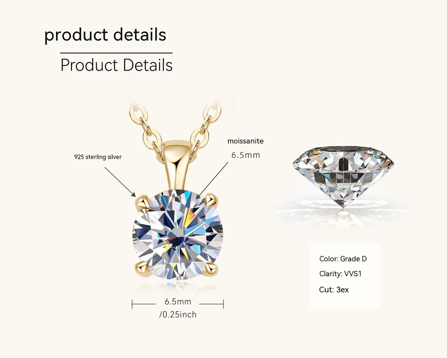 đ Collier ĂlĂ©gant avec Pendentif Diamant 4 Griffes - PlaquĂ© Or 18K sur Argent 925, Cadeau RaffinĂ© et Intemporel !