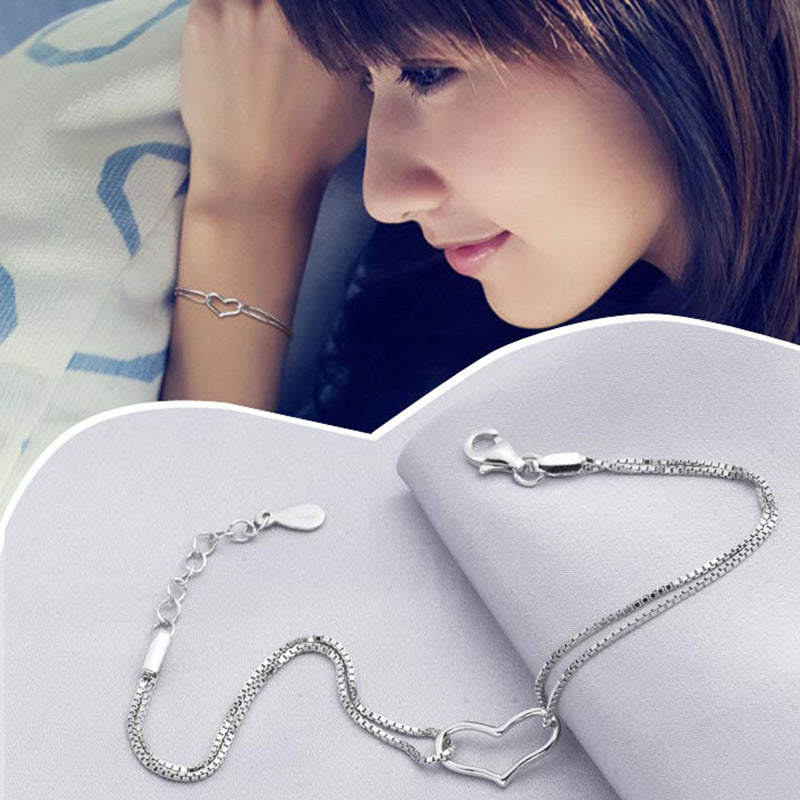 ✨ Bracelet Cœur en Argent - Élégance Éternelle, Cadeau Idéal pour Amour et Tendresse, Brillez en Toute Occasion