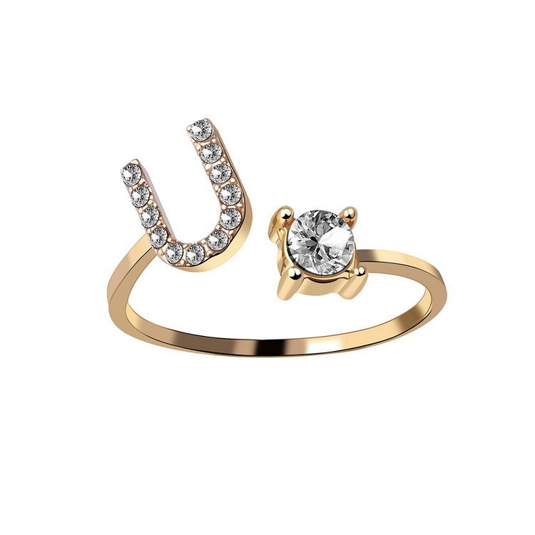 Image du produit Bague Initiale Ajustable – Élégance Personnalisée en Argent/Doré | Bijou Raffiné pour Femme