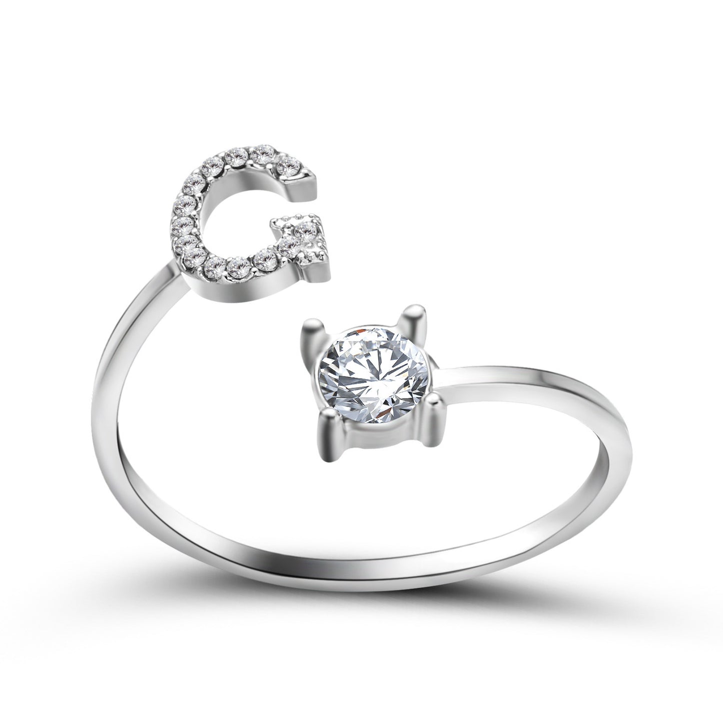 Image du produit Bague Initiale Ajustable – Élégance Personnalisée en Argent/Doré | Bijou Raffiné pour Femme