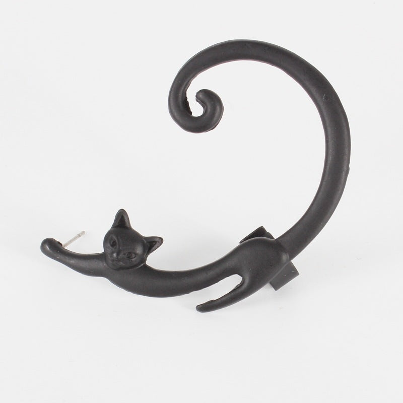 Boucles d'Oreilles Punk Chat avec Ear Cuff - Style Rebelle,
