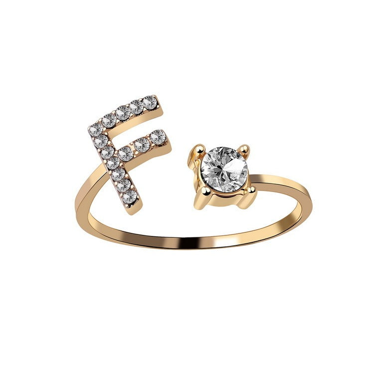Image du produit Bague Initiale Ajustable – Élégance Personnalisée en Argent/Doré | Bijou Raffiné pour Femme