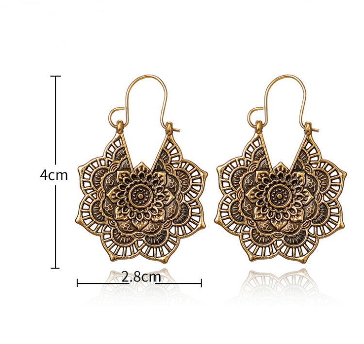 Boucles d'Oreilles Vintage Élégantes - Style Ethnique Unique, Métal Premium pour une Sophistication Intemporelle