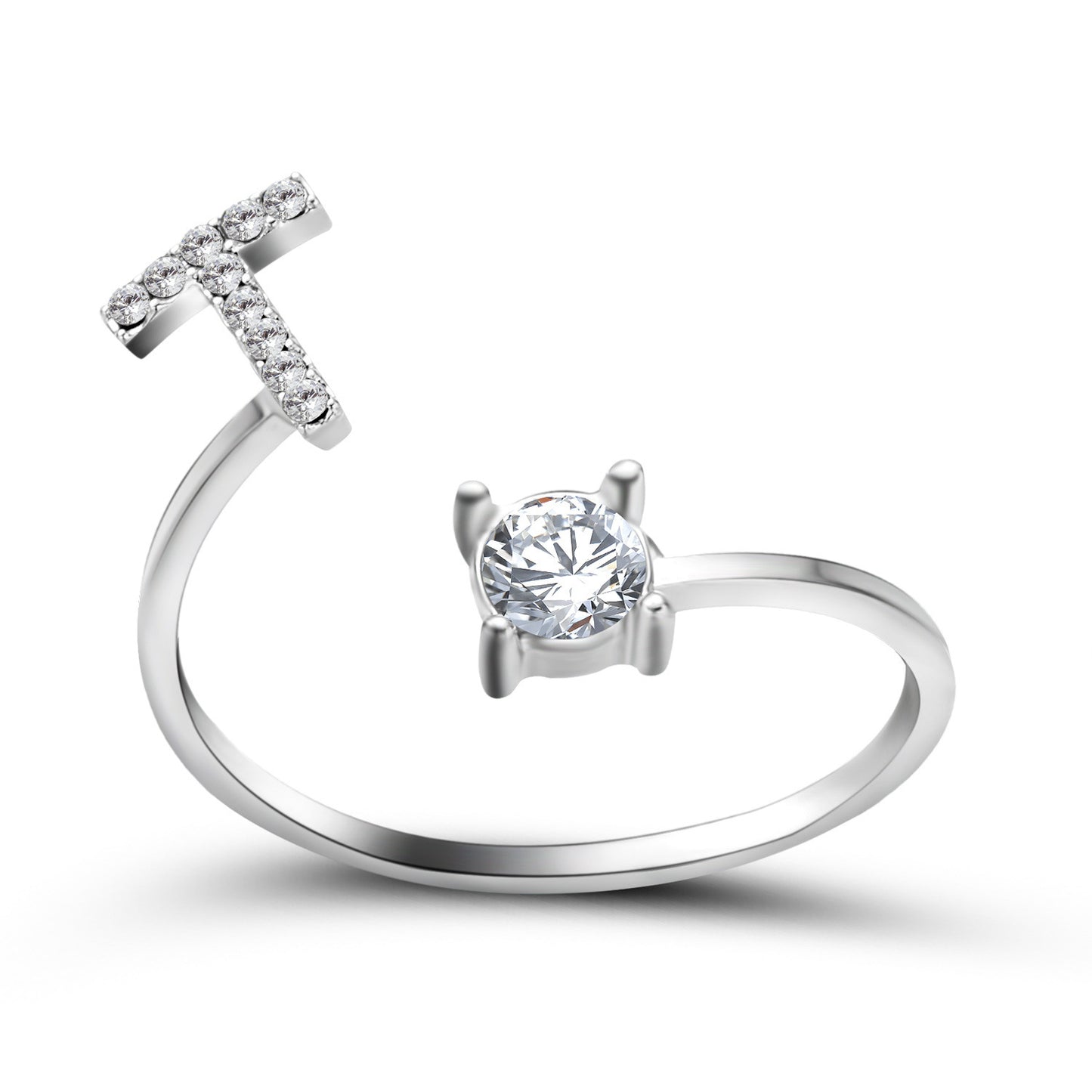 Image du produit Bague Initiale Ajustable – Élégance Personnalisée en Argent/Doré | Bijou Raffiné pour Femme