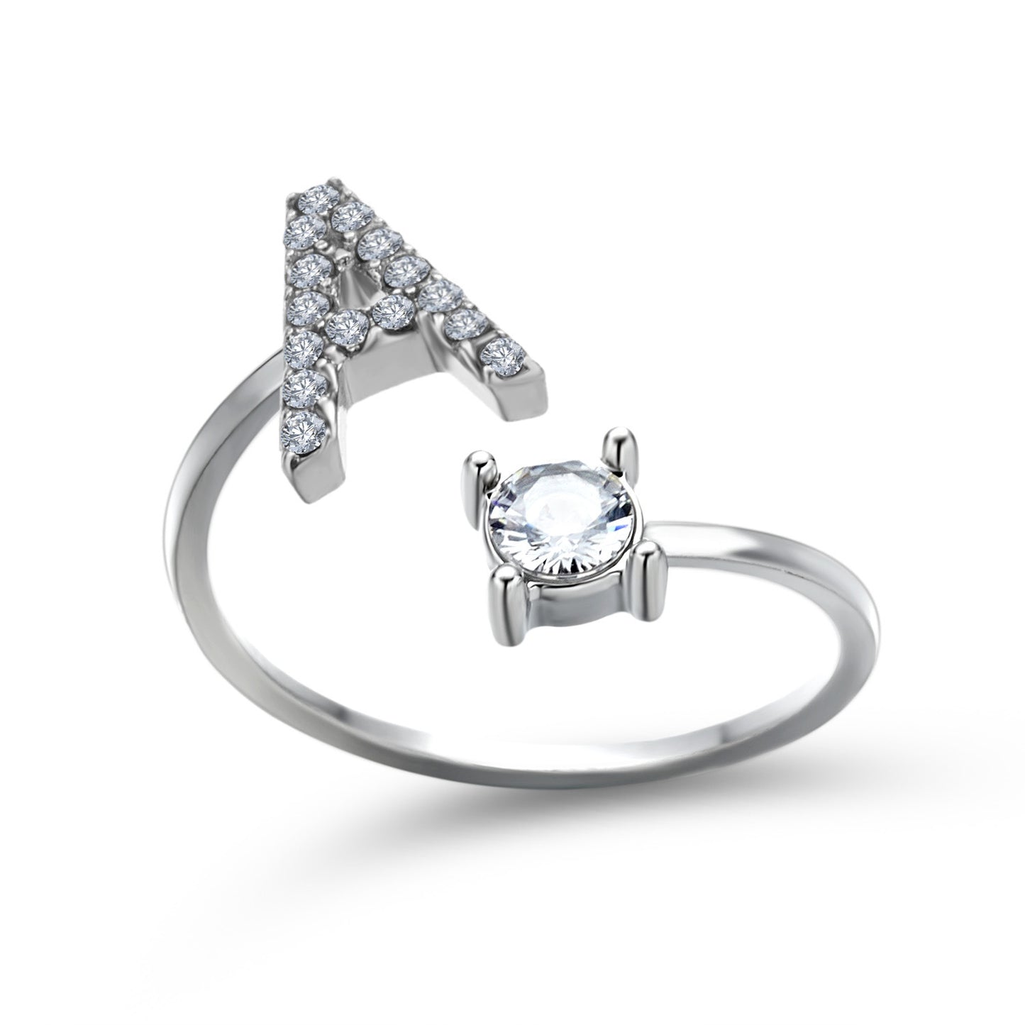 Image du produit Bague Initiale Ajustable – Élégance Personnalisée en Argent/Doré | Bijou Raffiné pour Femme