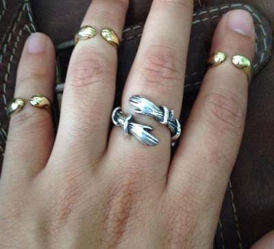 Image du produit Bague Ătreinte des Mains d'Amour Simple et CrĂ©ative | Bague Ajustable en Alliage pour Lovers