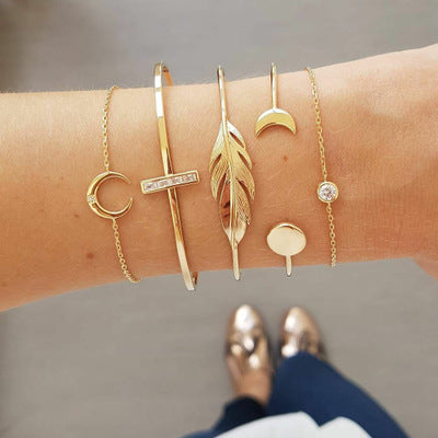 ✨ Chic Ensemble Bracelets Géométriques Femme - Ajustables, Style Moderne Doré & Argenté pour un Look Sophistiqué