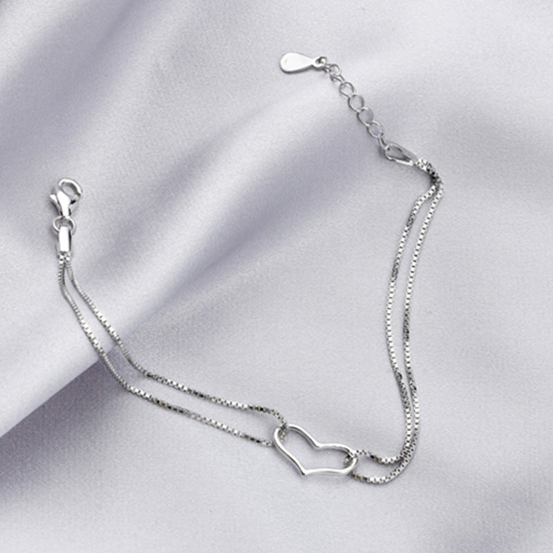 ✨ Bracelet Cœur en Argent - Élégance Éternelle, Cadeau Idéal pour Amour et Tendresse, Brillez en Toute Occasion