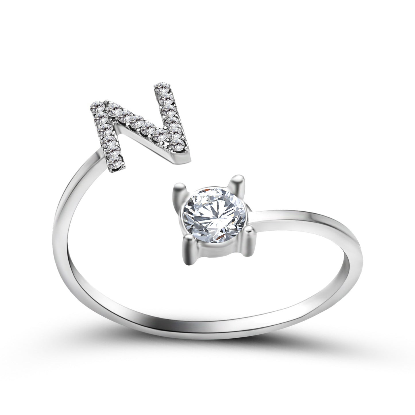 Image du produit Bague Initiale Ajustable – Élégance Personnalisée en Argent/Doré | Bijou Raffiné pour Femme