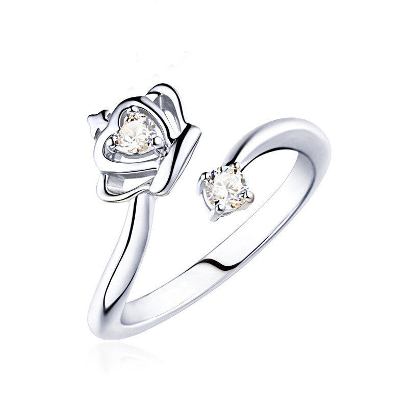 Bague Couronne Diamant Chic - Ajustable, Confortable et Élégante pour Sublimer Votre Style avec Raffinement