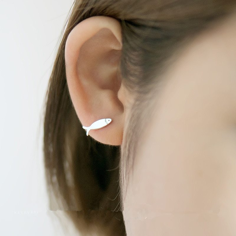 ✨ Boucles d'Oreilles Argent 925 - Design Élégant avec Chats et Poissons Amovibles, Style Original et Unique 🐾