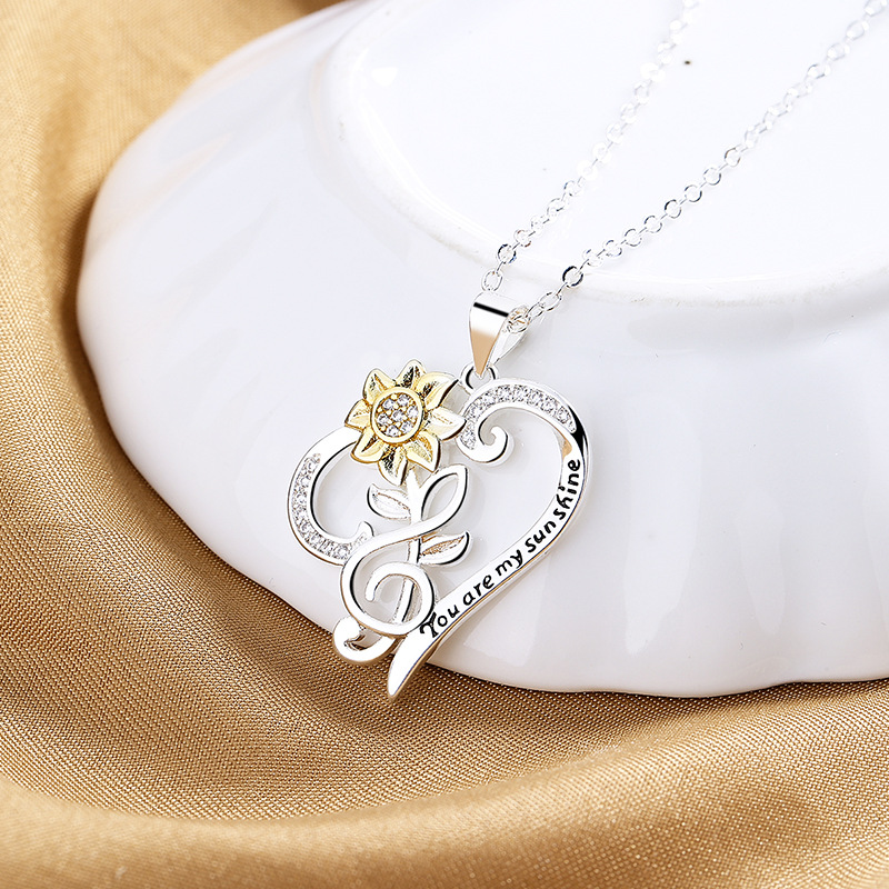 đ» ĂlĂ©gant Collier Pendentif Tournesol Bicolore - Design Tendance, Parfait pour Sublimer et Illuminer Votre DĂ©colletĂ©