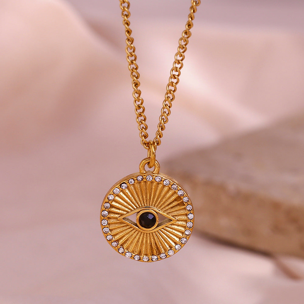 ✨ Élégant Collier Minimaliste en Acier Inoxydable - Design 'Black Eyes', Résistant et Style Contemporain