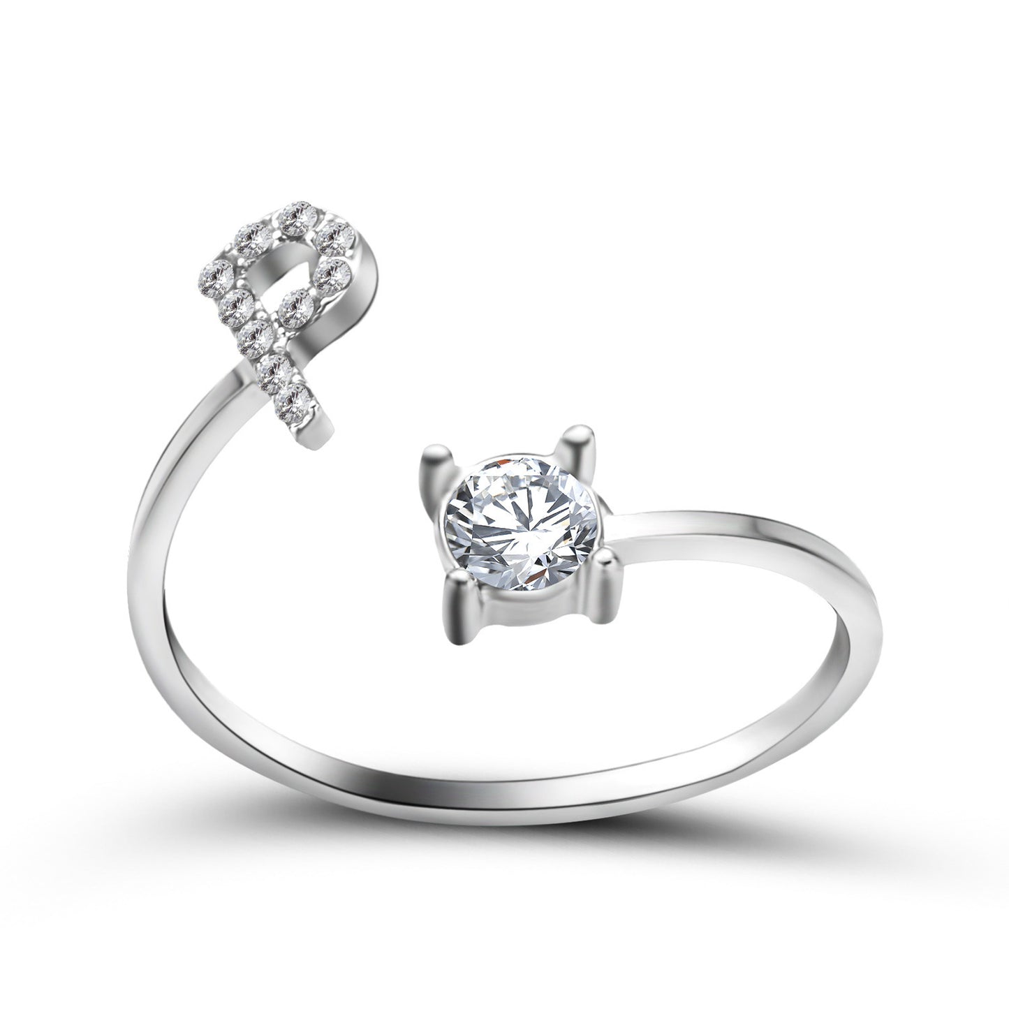 Image du produit Bague Initiale Ajustable – Élégance Personnalisée en Argent/Doré | Bijou Raffiné pour Femme