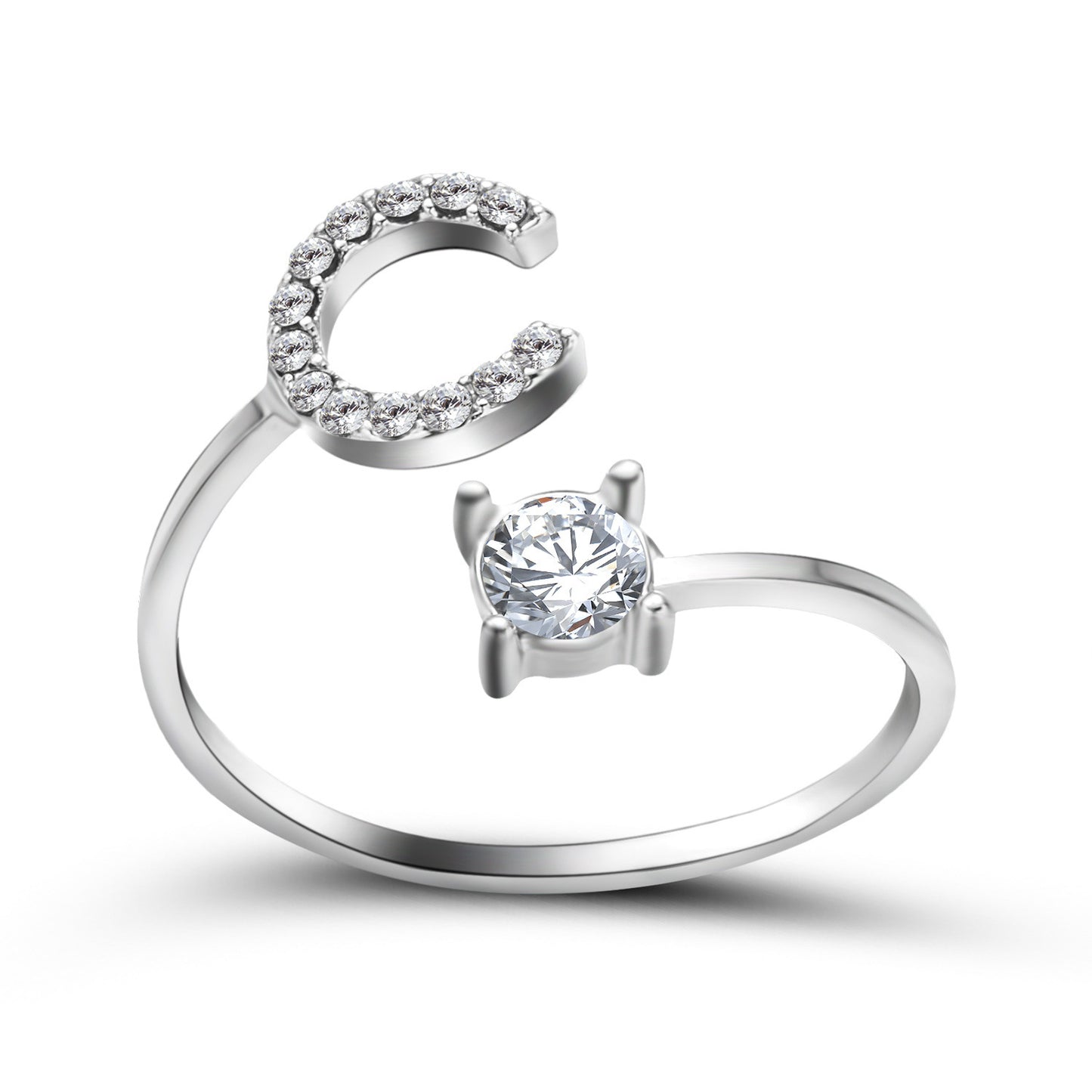 Image du produit Bague Initiale Ajustable – Élégance Personnalisée en Argent/Doré | Bijou Raffiné pour Femme