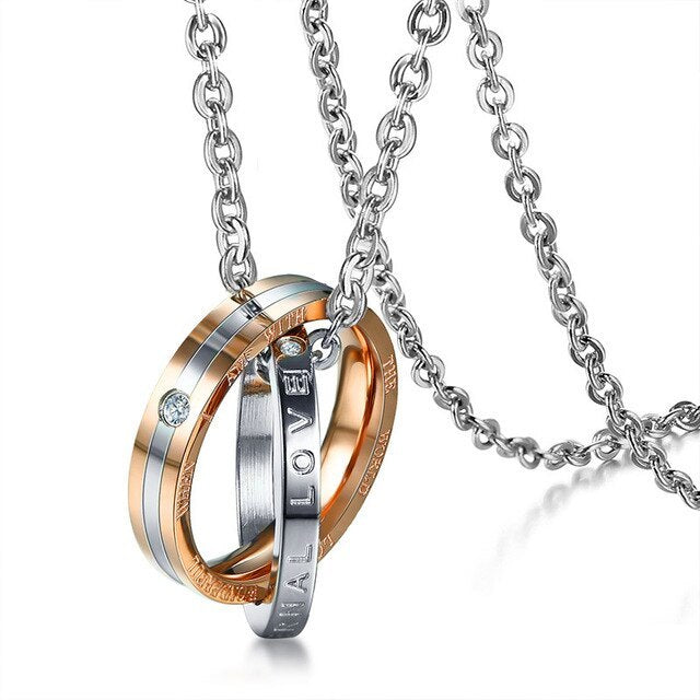 Collier Couple en Acier Inoxydable - Design Élégant, Résistant à l'Eau, Idéal pour les Amoureux !